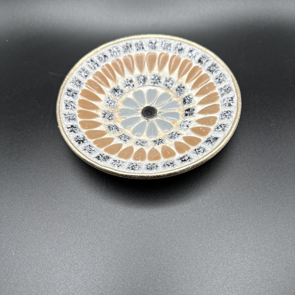 Vintage Midcentury Modern Mini Mosaic Tile Jewelry Trinket Dish Dahl MCM Flower